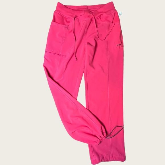 Cherokee Infinity Carmine Pink Scrubs Pants Joggers Women’s XS Petite - Picture 2 of 9